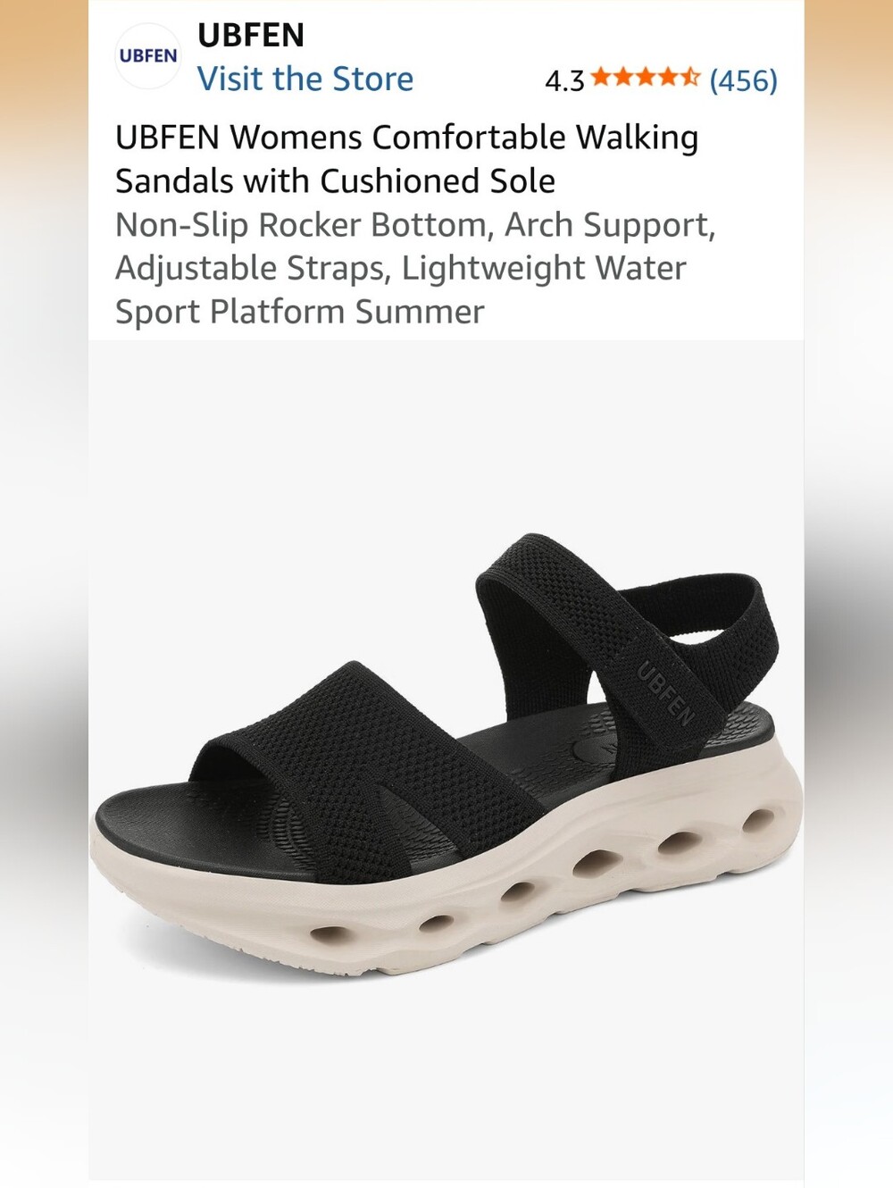 Women’s Black Cushioned Walking Sandals